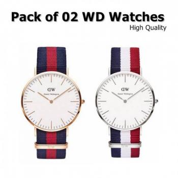 Pack Of 02 WD Bracelet Watch For Him Her